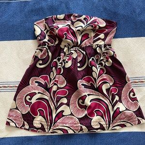 Banana republic pink and blue strapless silk top